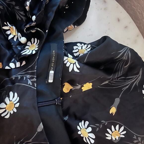 Mother of Pearl Savannah Silk Black and Gold Bishop Sleeve Cocktail Dress 4 - Picture 8 of 13